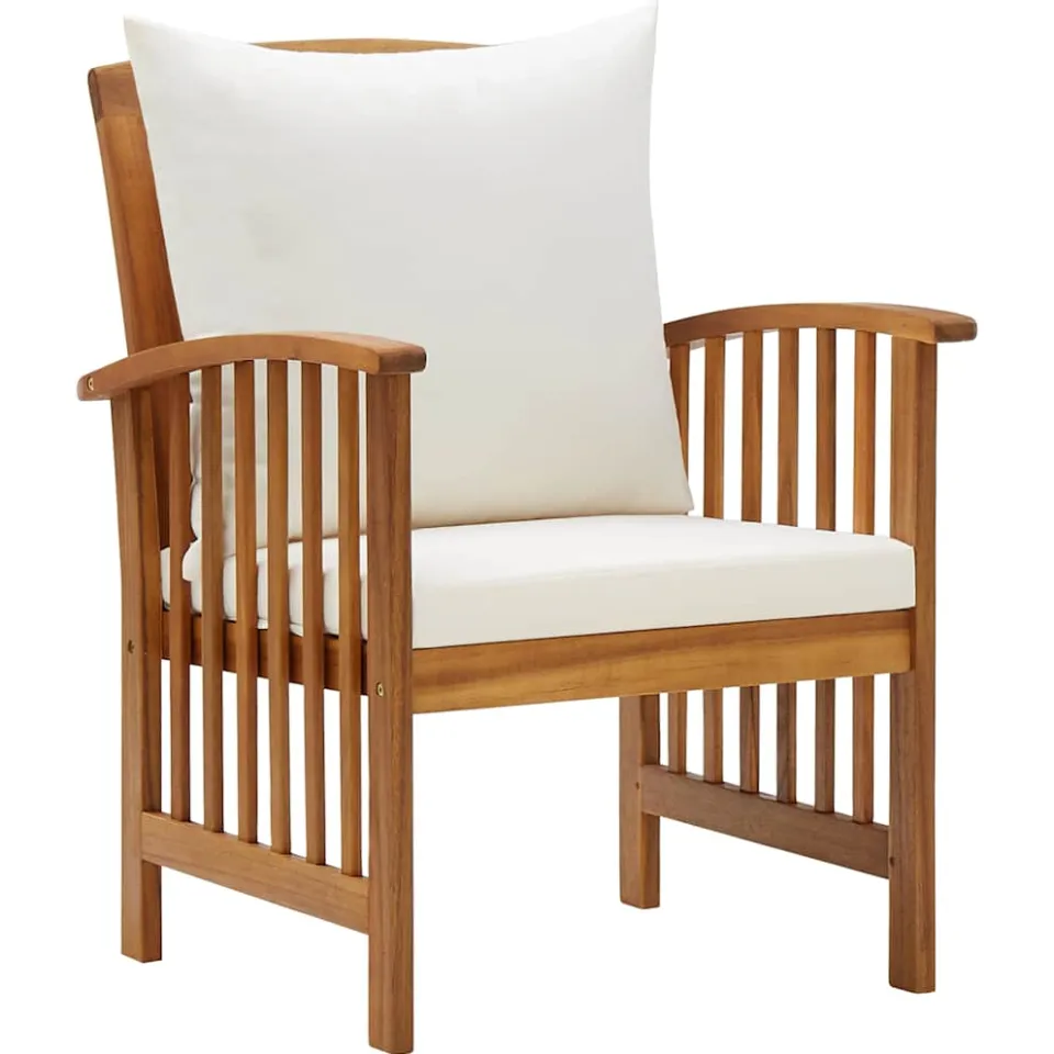 vidaXL 5-delige Loungeset met kussens massief acaciahout wit, foto 4