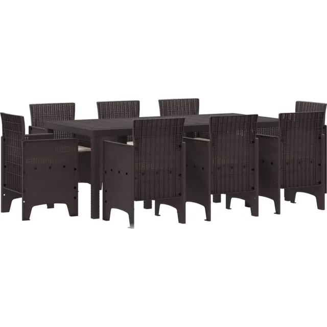 vidaXL Tuin eettafelset 9 st Bruin Polypropyleen