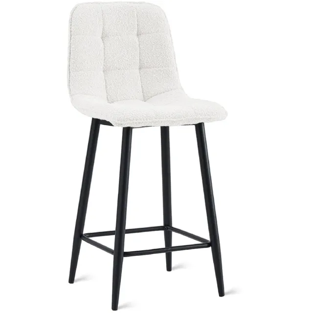 Nest of Nora Set van 2 - Nest of Nora Barkrukken Miro - 65 cm bouclé barstoelen - Ivoor Gebroken wit