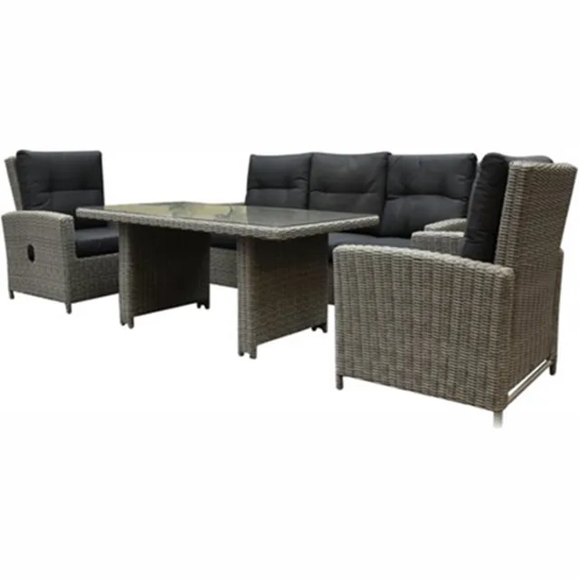 AVH-Collectie San Marino stoel bank dining loungeset 4 delig grijs verstelbaar