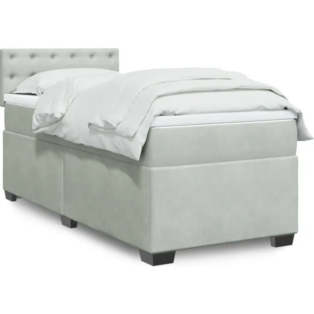 vidaXL Boxspring met matras fluweel lichtgrijs 90x190 cm grijs