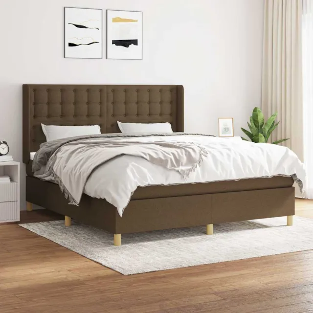 vidaXL Boxspring met matras stof donkerbruin 160x200 cm bruin