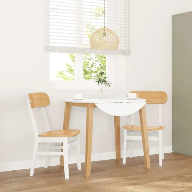 vidaXL Eetkamerstoelen 2 st massief hout rubber wit, foto 2