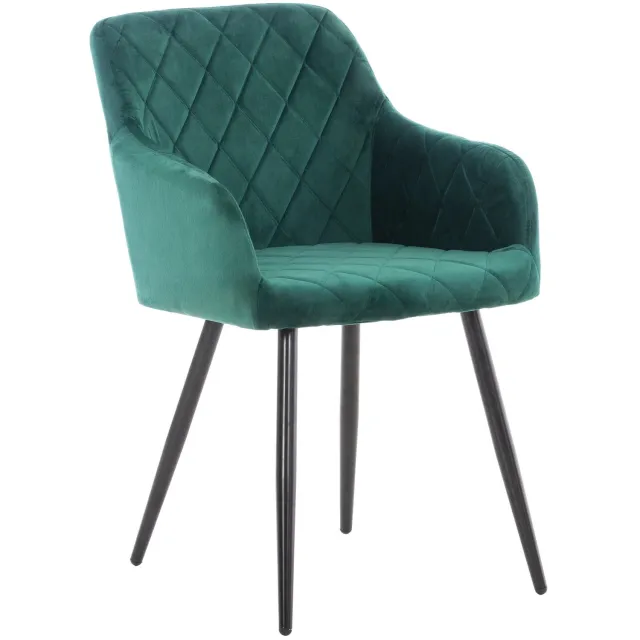 Luxe Comfort Eetkamerstoel - Met armleuningen - Fluweel - Groen