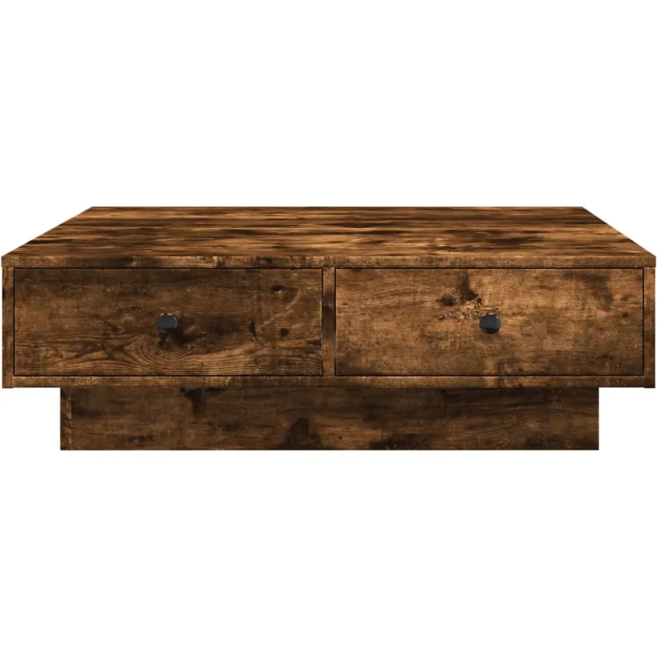 vidaXL Salontafel 90x90x28 cm bewerkt hout gerookt eikenkleurig Bruin