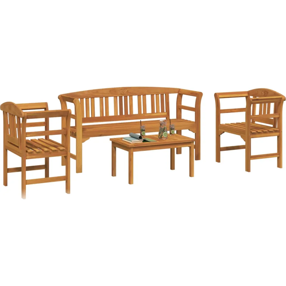 vidaXL Tuinrozelounge set 4 st Massief Acaciahout Bruin