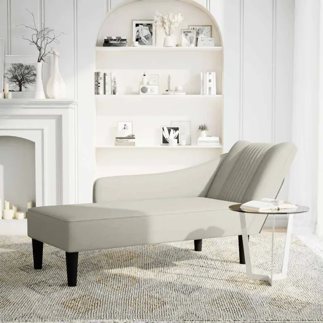 vidaXL Chaise longue met rechterarmleuning fluweel crèmekleurig, foto 2