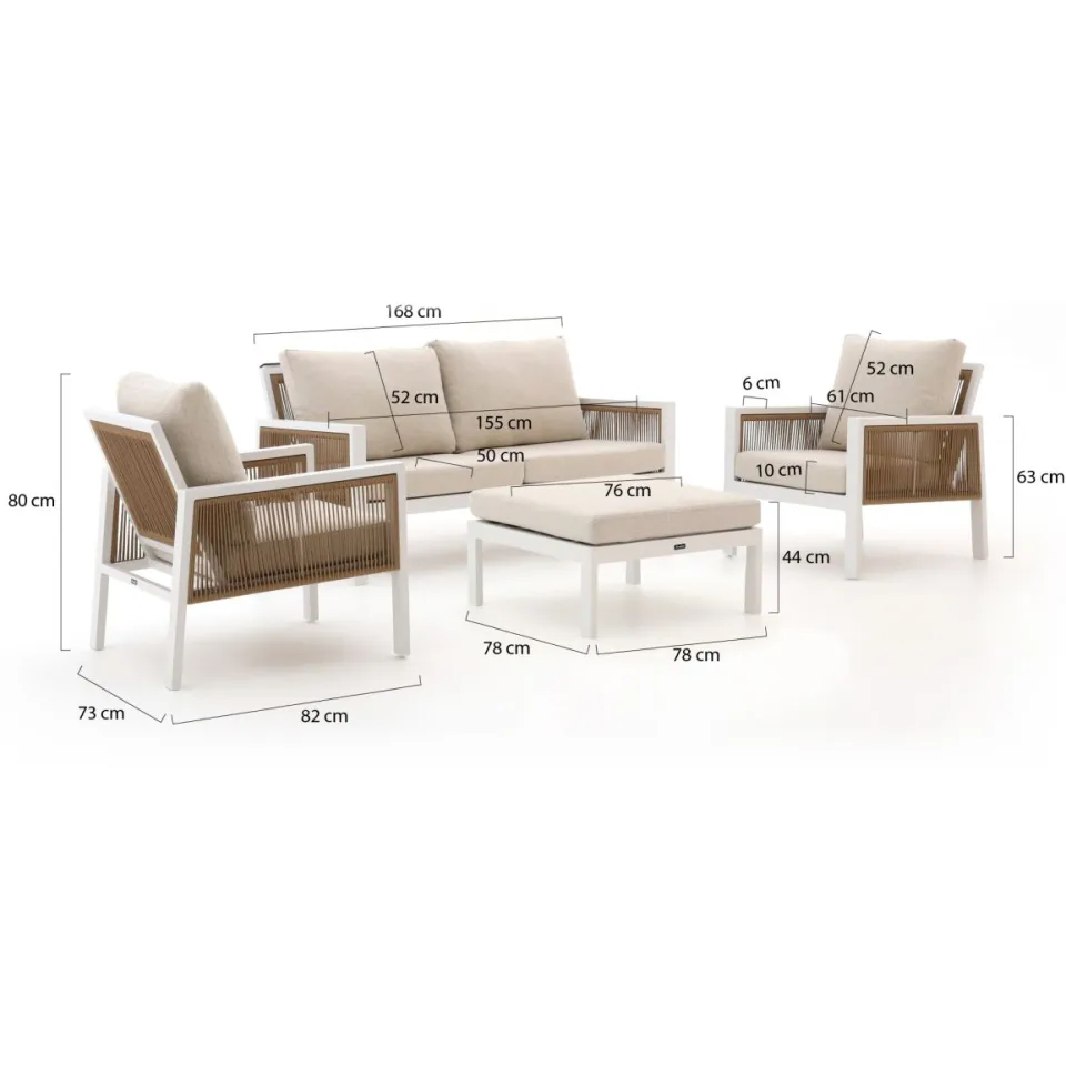 Manifesto Furniture Manifesto Alzano stoel-bank loungeset 4-delig taupe, foto 2