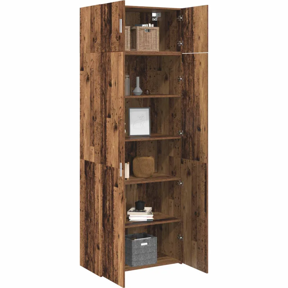 vidaXL Opbergkast 2 st Oudhout 80 x 42,5 x 225 cm bruin