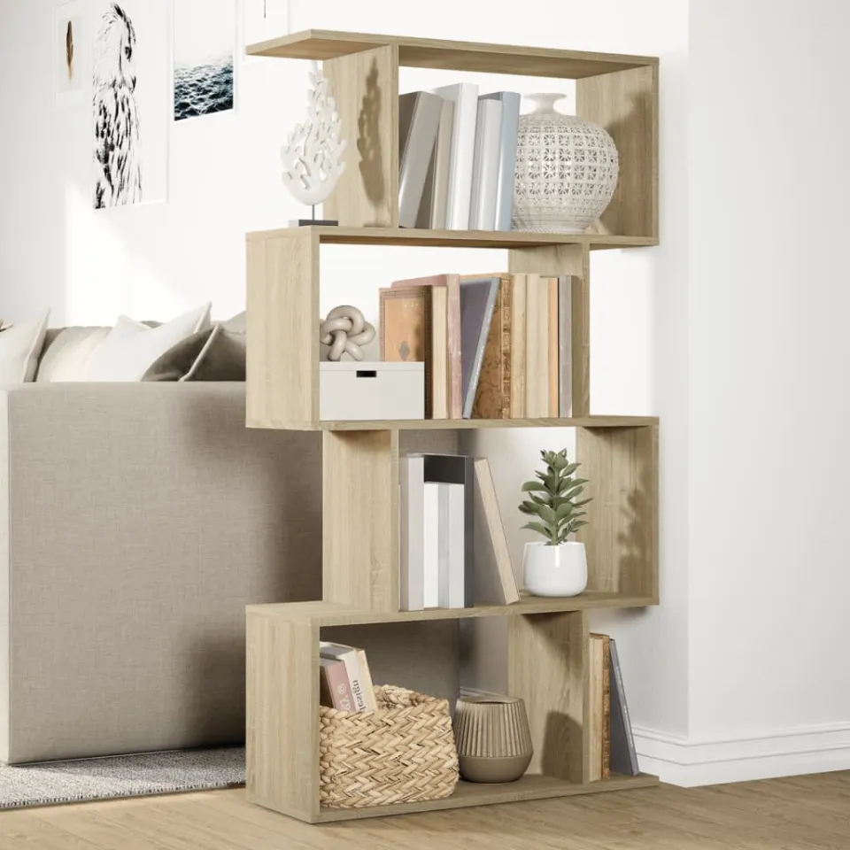 vidaXL Kamerscherm / boekenkast 4-laags 70x24x129 cm hout sonoma eiken, foto 4