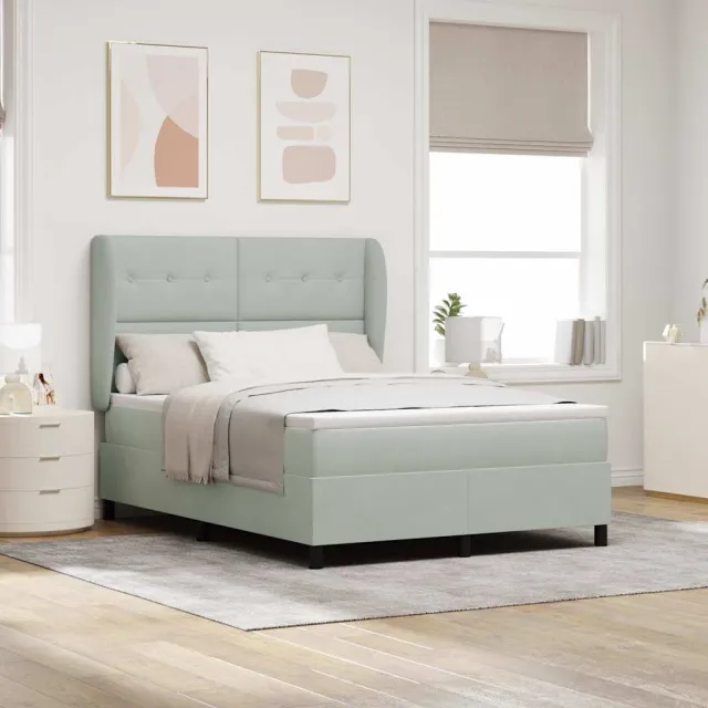 vidaXL Boxspringbed met hoofdeinde Lichtgrijs 190 x 140 cm Fluweel