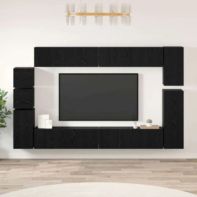 vidaXL Tv-meubelset 9 st 100 x 30 x 30 cm Zwart Eiken