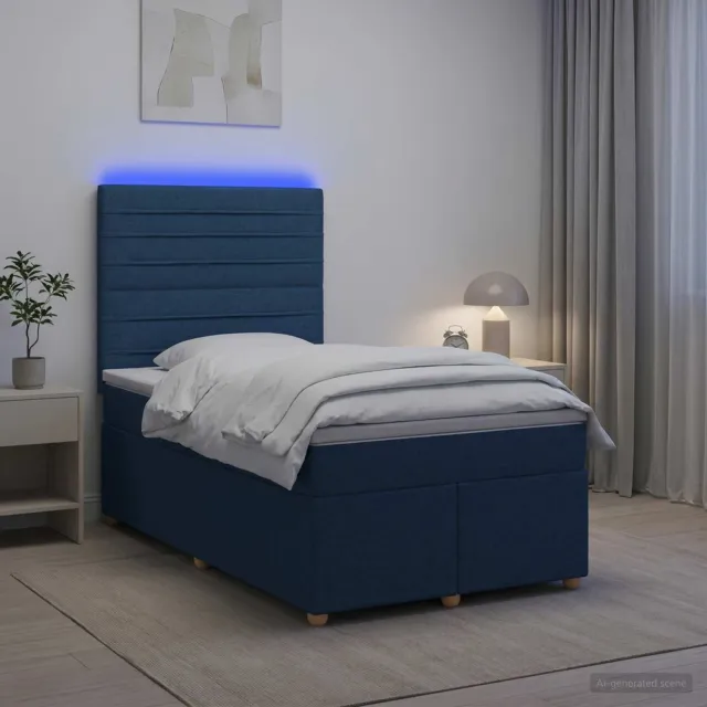 vidaXL Boxspringbed met matras met hoofdeinde Blauw 120 x 190 cm Stof