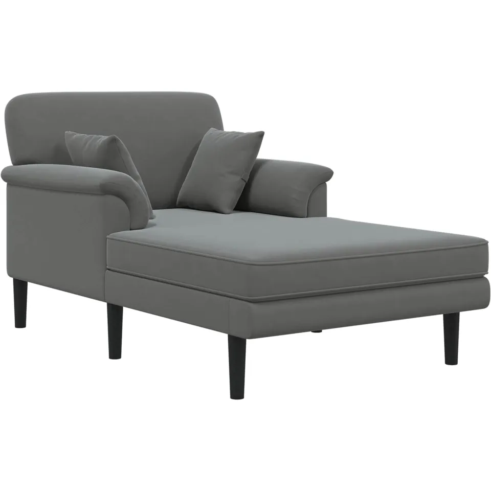 vidaXL Chaise longue Donkergrijs fluweel