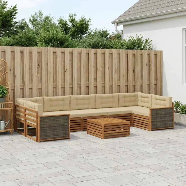 vidaXL Buiten bankenset 8 st 7-zits Natuurlijk en Beige