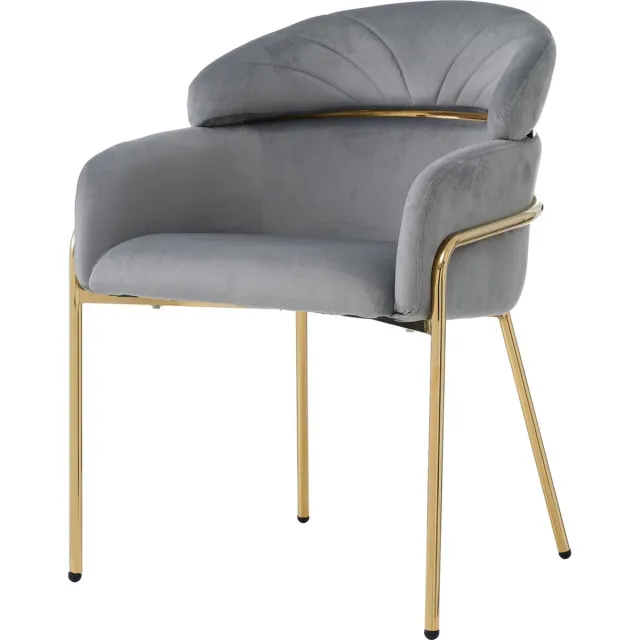 Merax eetkamerstoel - losse fluwelen stoel met metalen poten - luxe loungestoel voor woonkamer slaapkamer of eetkamer - grijs