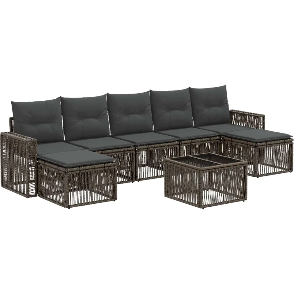 vidaXL Tuinbankenset 8 st Grijs en Donkergrijs poly rattan, foto 3