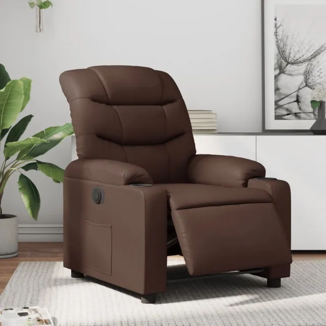 vidaXL Fauteuil verstelbaar elektrisch kunstleer bruin