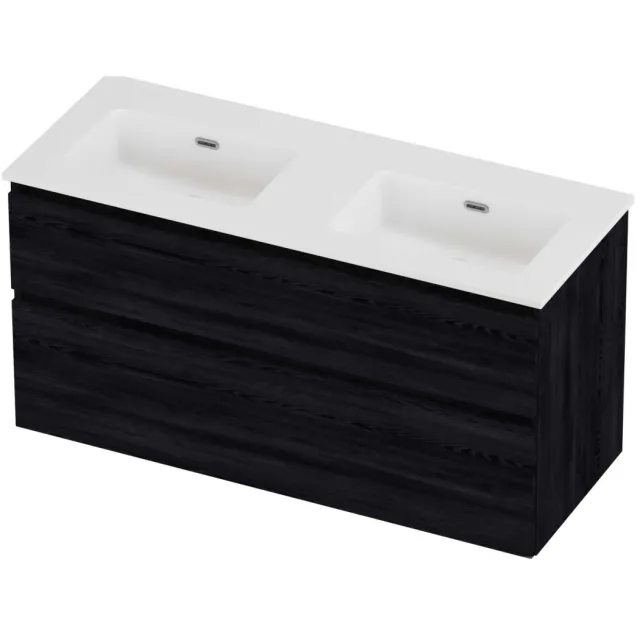 Proline Tribute Badmeubelset Porselein Elegant Dubbel 120x46x62 cm Mat White Black Oak Eiken