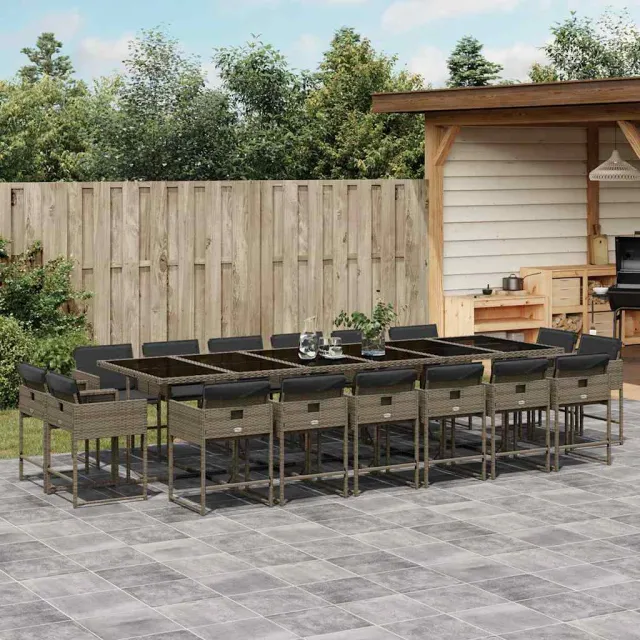 vidaXL 17-delige Tuinset met kussens poly rattan grijs, foto 2