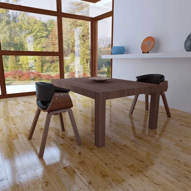 vidaXL Eetkamerstoelen 2 st gebogen hout en kunstleer Zwart