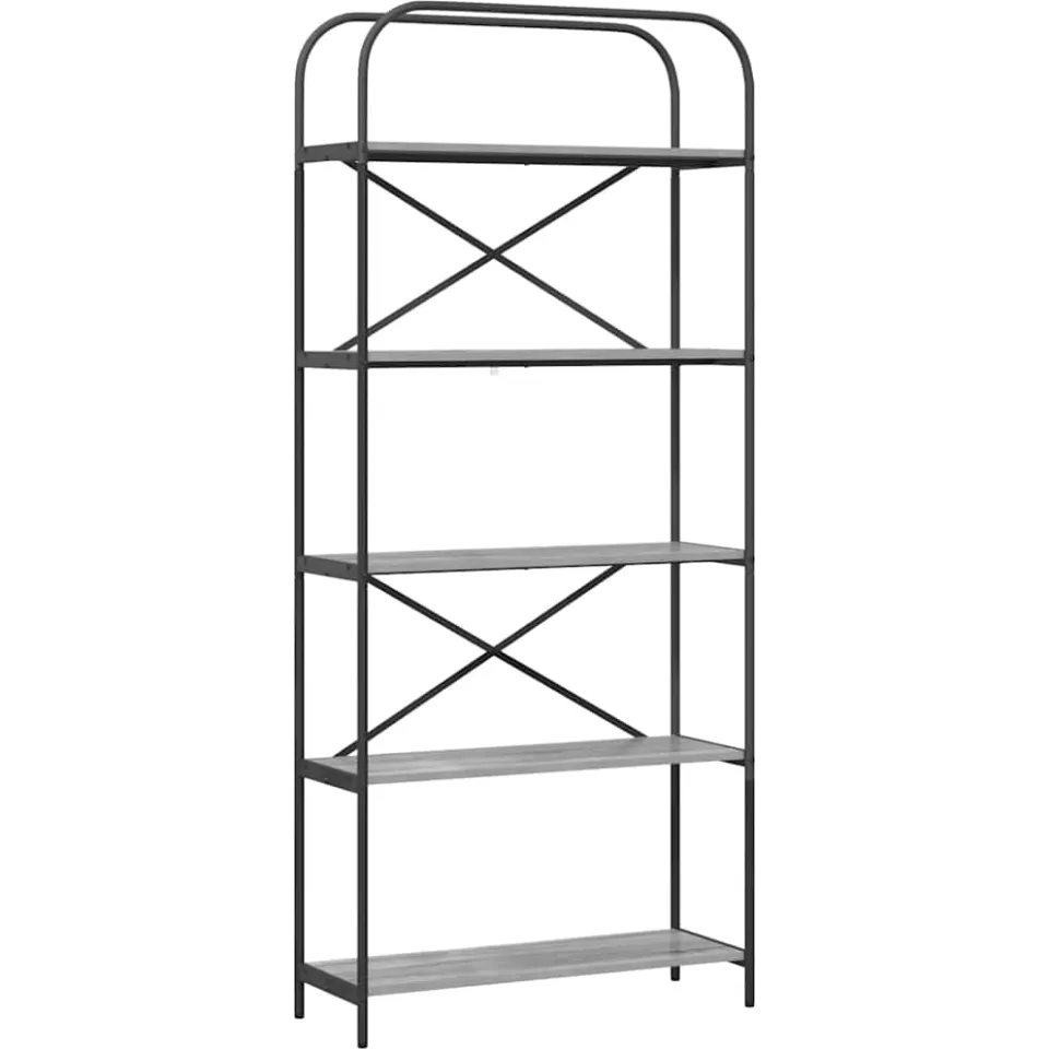 vidaXL Boekenkast 5-laags 80 x 30 x 183 cm Bewerkt hout Grijs Sonoma