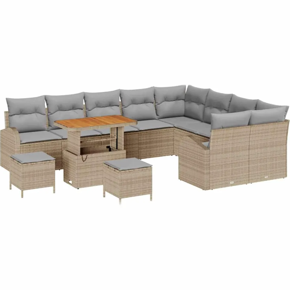vidaXL Tuinbankenset 12 st Beige poly rattan
