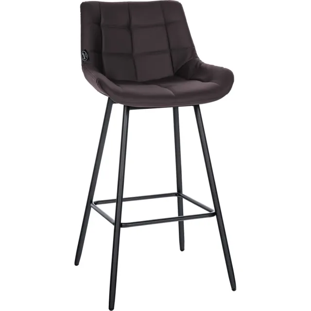 CLP West Barkruk - Met rugleuning - Voetsteun - Metalen frame - zwart/bruin