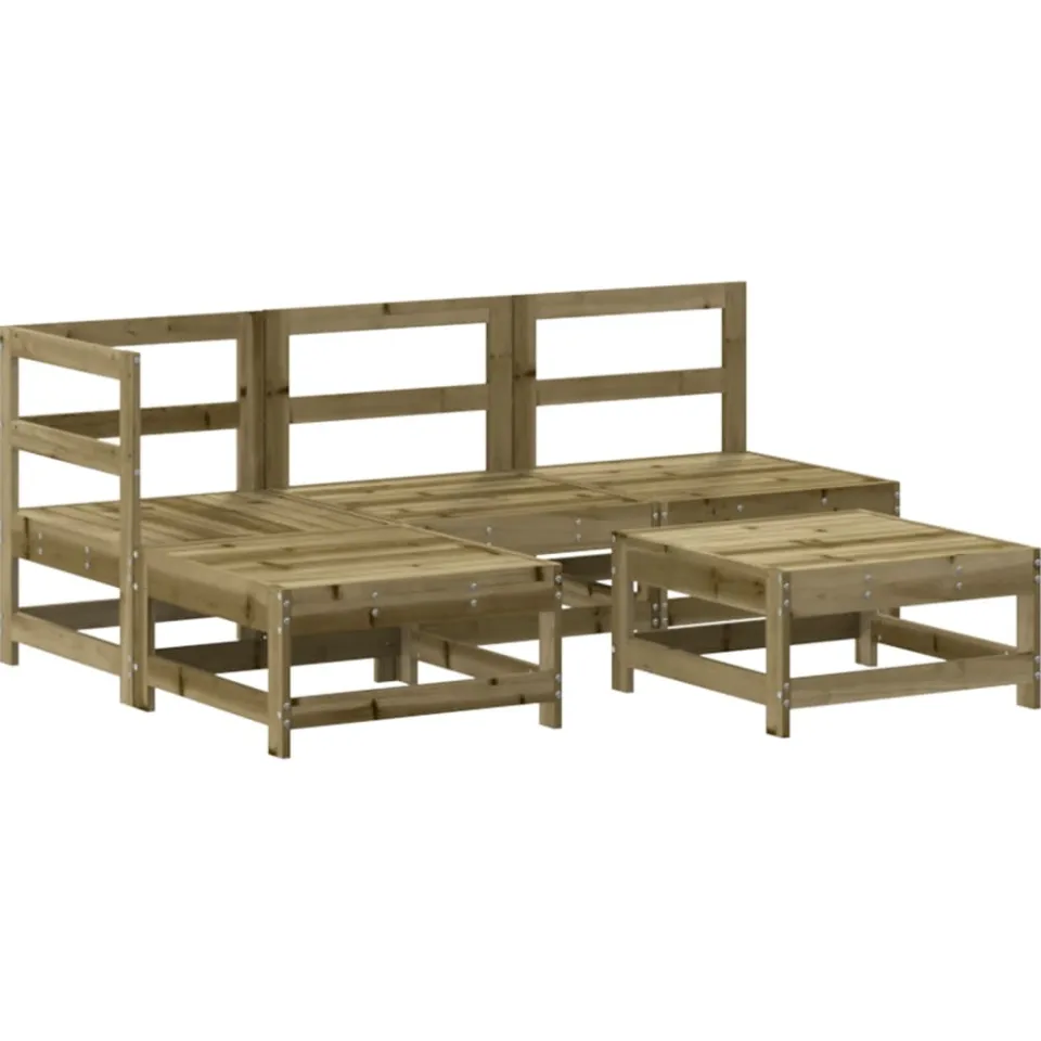 vidaXL 5-delige Loungeset met kussens geïmpregneerd grenenhout Bruin