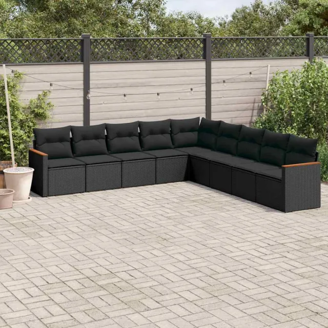 vidaXL Patio Sofa Set 9-zits Black, foto 2