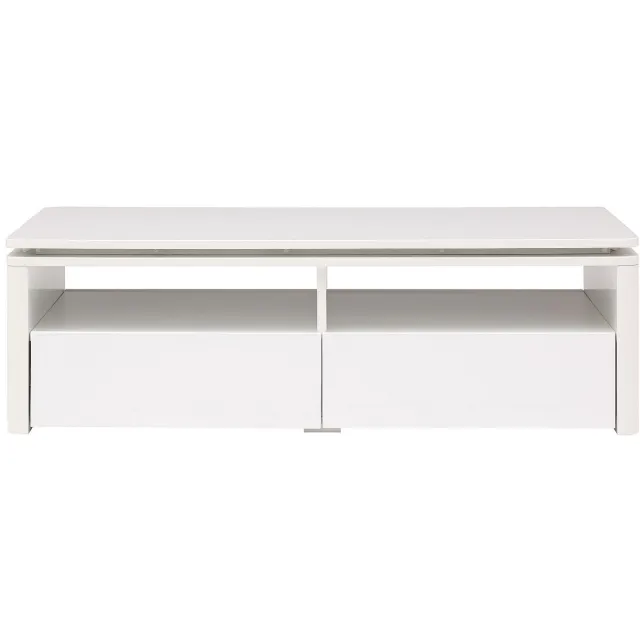 Vente-unique Salontafel met 2 lades en 2 nis met ledverlichting - Wit - SYLPIA
