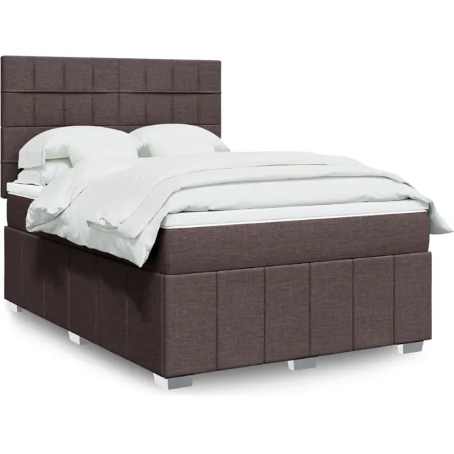 vidaXL Boxspring met matras stof donkerbruin 140x200 cm bruin