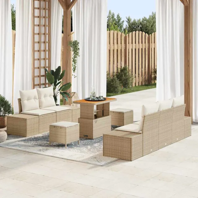 vidaXL Tuinbankenset 8 st Beige poly rattan