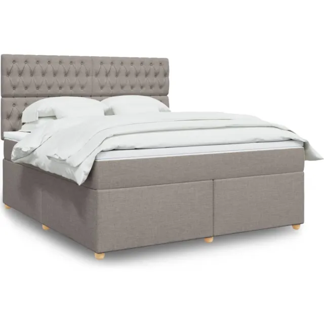 vidaXL Boxspring met matras stof taupe 180x200 cm