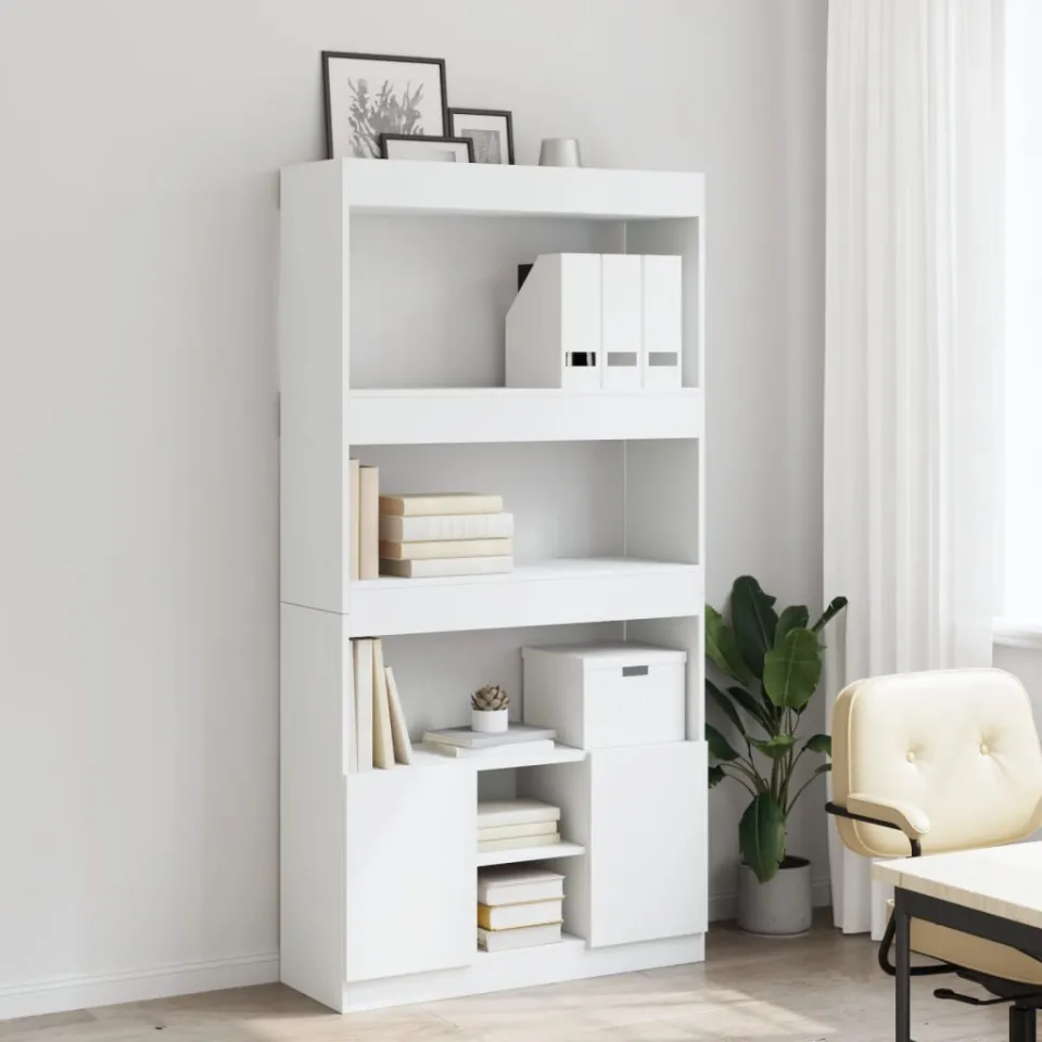 vidaXL Hoge kast 92x33x180 cm bewerkt hout wit, foto 3