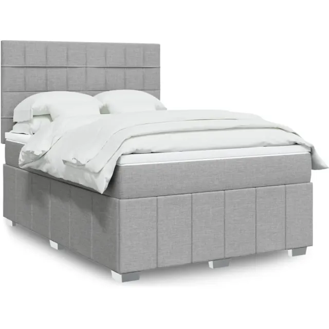 vidaXL Boxspring met matras stof lichtgrijs 140x200 cm grijs