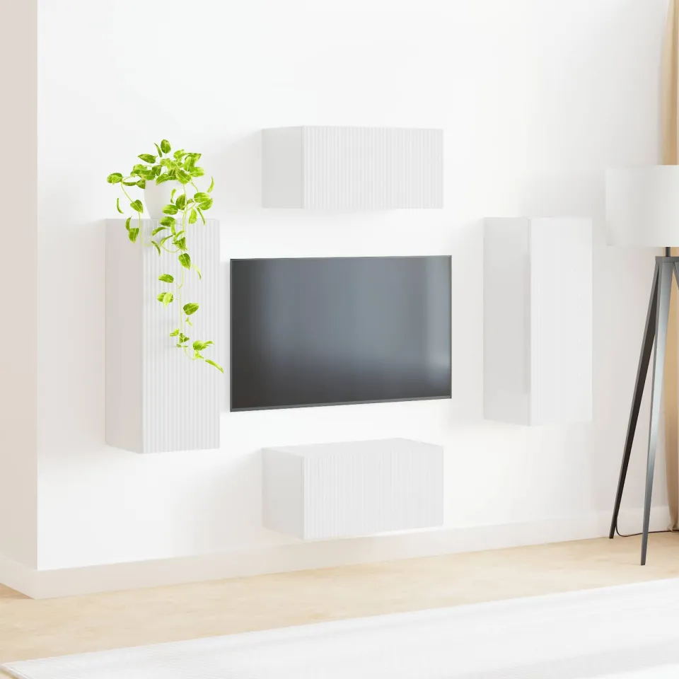 vidaXL Tv-meubelset 2 st 30 x 31 x 80 cm Hoogglans wit, foto 4