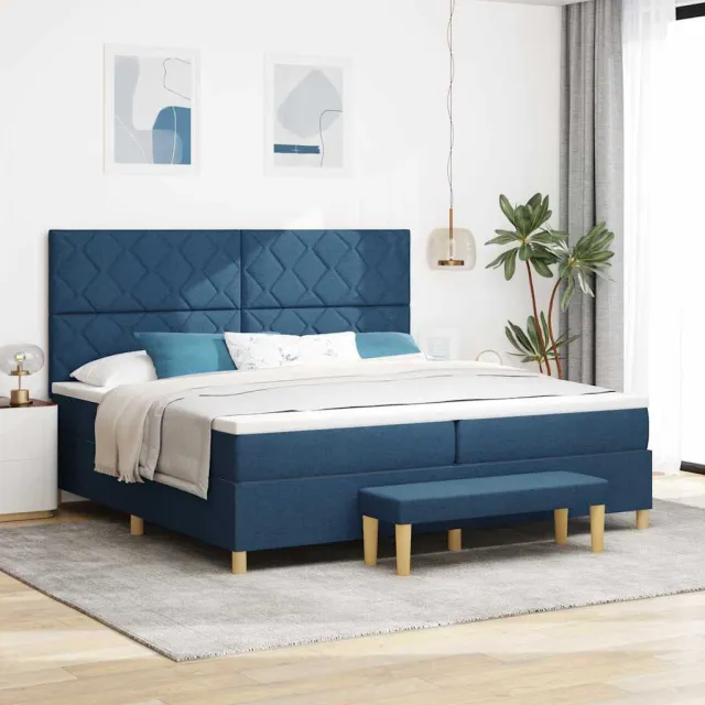 vidaXL Boxspring bed met hoofdeinde Blauw 200 x 200 cm Stof