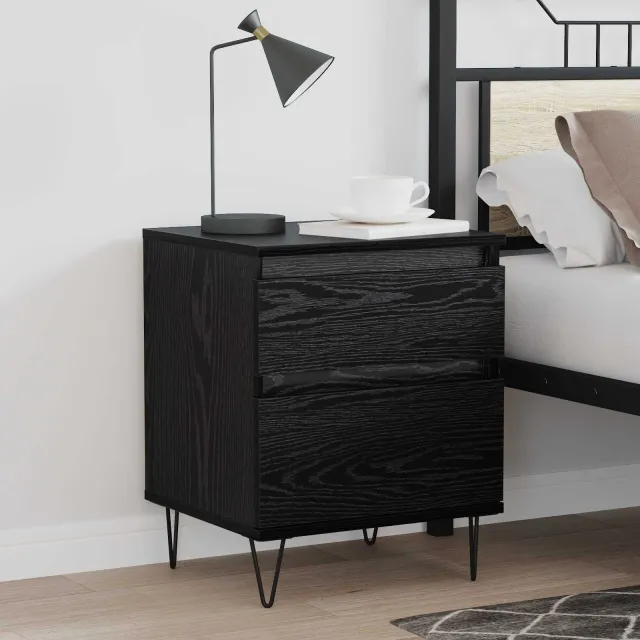 vidaXL Bed kast Zwart Eiken 40 x 35 x 50 cm Bewerkt hout, foto 2