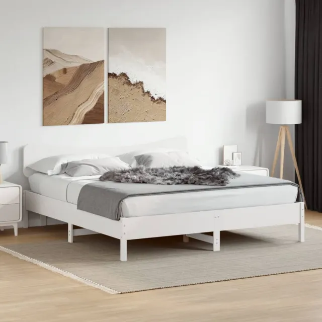 vidaXL Bedframe zonder matras massief grenenhout wit 200x200 cm