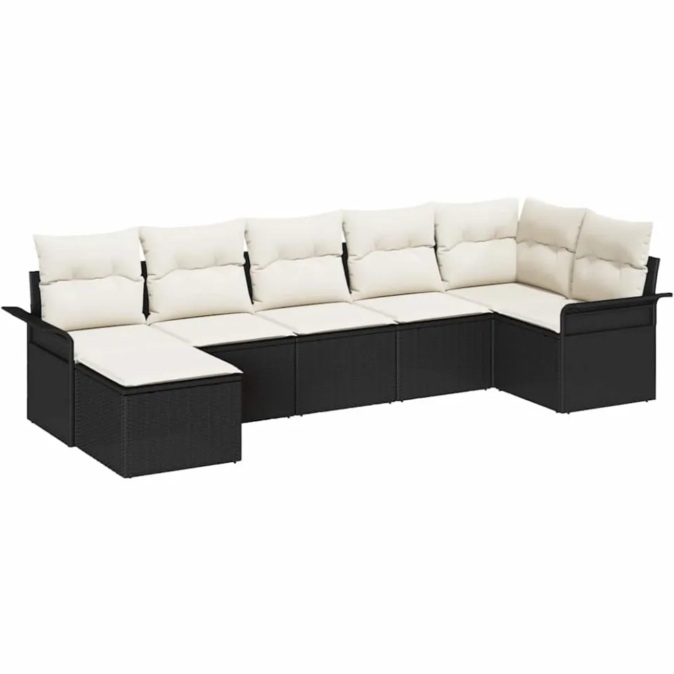 vidaXL Tuin Sofa Set 7 st Zwart poly rattan, foto 4