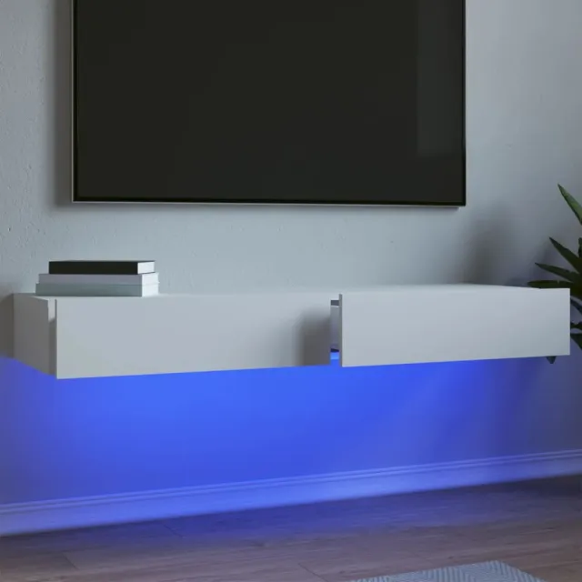 vidaXL Tv-meubelen 2 st met LED-verlichting 60x35x15,5 cm wit, foto 2
