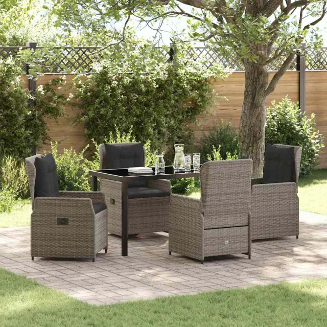 vidaXL Tuin eettafelset 5 st Grijs poly rattan