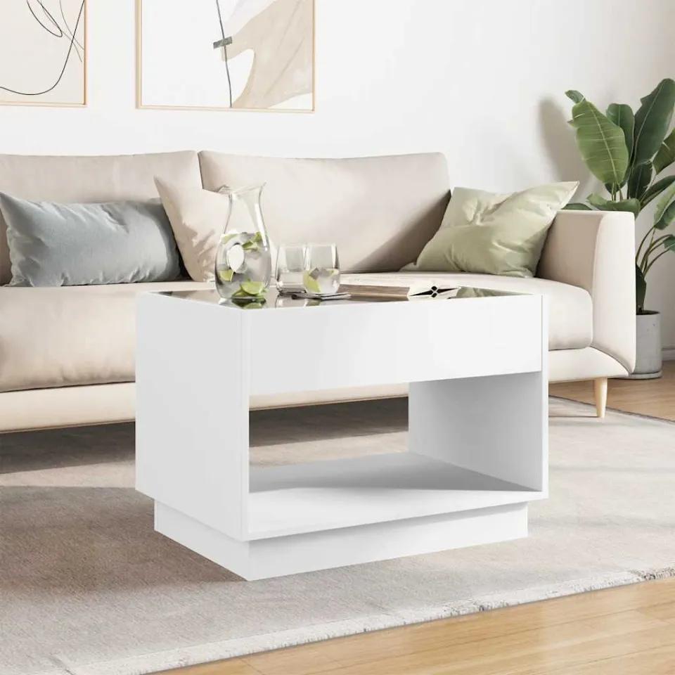 vidaXL Salontafel met Infinity LED 70x50x50 cm wit, foto 4