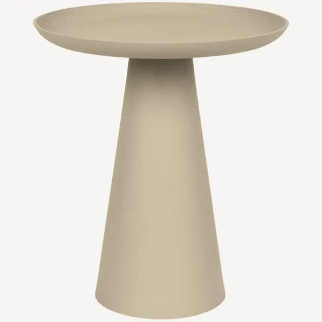 White Label Living Ronde bijzettafel Ringar van metaal Beige