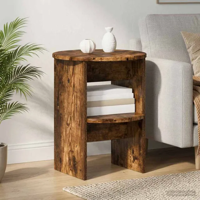 vidaXL Bijzetkast 2 st Gerookte Eik Ø40 x 50 cm Geconstrueerd hout Bruin