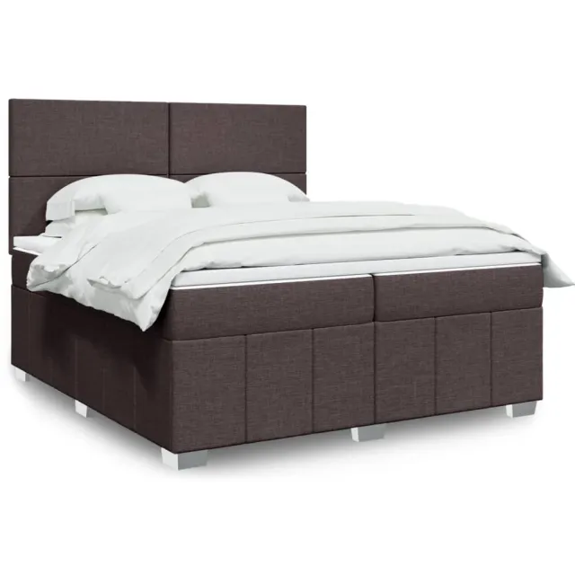 vidaXL Boxspring met matras stof donkerbruin 200x200 cm bruin