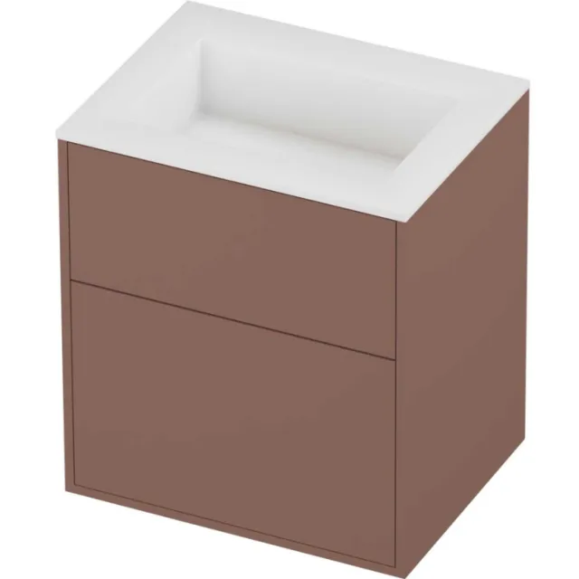 Proline Aristo Badmeubelset Polystone Elegant 2 Laden 60x46x67 cm Mat White Beauty Blush Rosé Goud