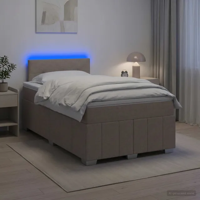 vidaXL Boxspringbed met matras met hoofdeinde Taupe 120 x 190 cm Stof