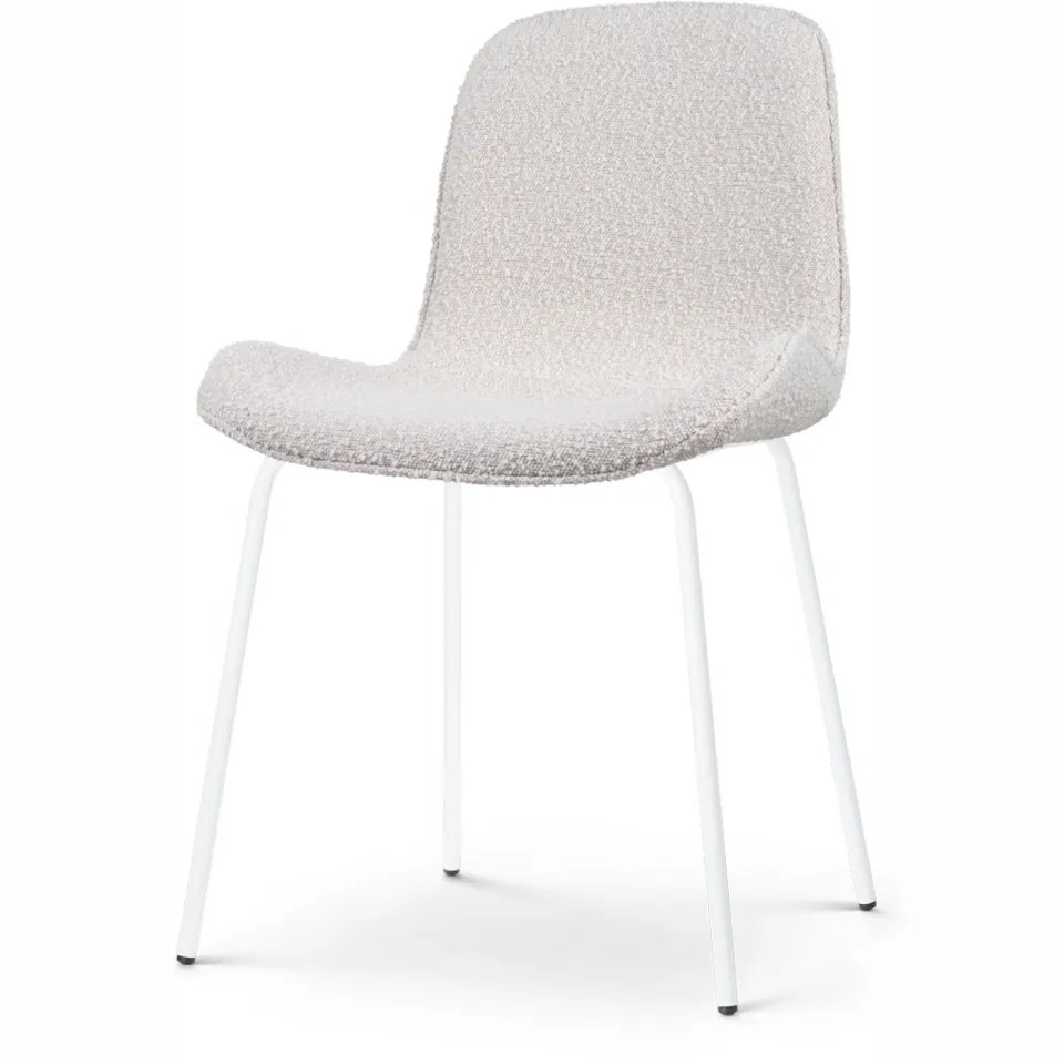 Nolon Nora-Fé eetkamerstoel bouclé beige - wit onderstel